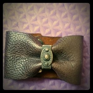 Real leather bow cuff